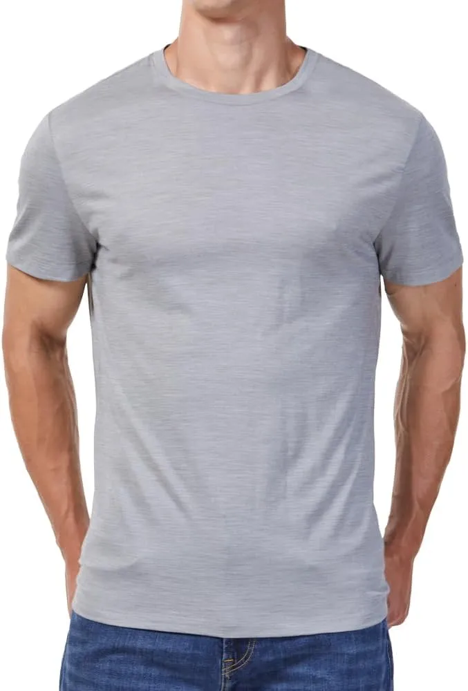 Woolinkin Merino Wool Coolmax Blend T Shirt - Mens Durable Short Sleeve Wool Base Layer - 150 Lightweight