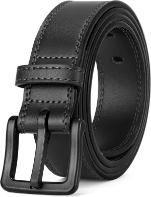XZQTIVE Mens Metal Free Belt Hypoallergenic Leather Belts For Jeans Dress Nickle Free TSA Belt With Black Buckle