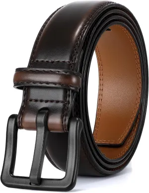 XZQTIVE Mens Metal Free Belt Hypoallergenic Leather Belts For Jeans Dress Nickle Free TSA Belt With Black Buckle