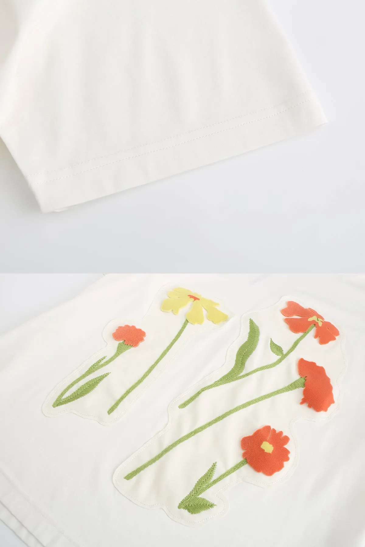 ZI II CI IEN | White Floral Pure Cotton T Shirt